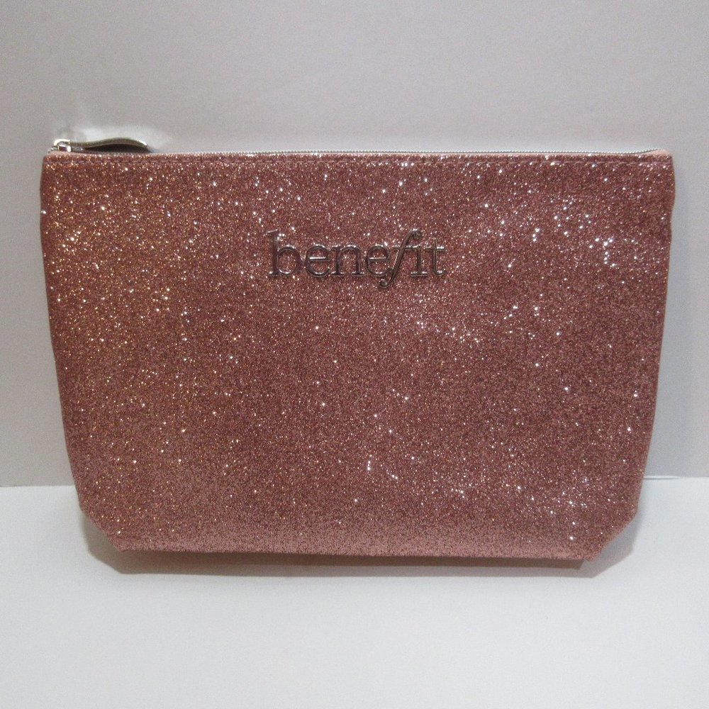 Benefit Cosmetics Duffle Bag AND Pink Glitter Zippered Cosmetic Bag Set - Picture 3 of 8